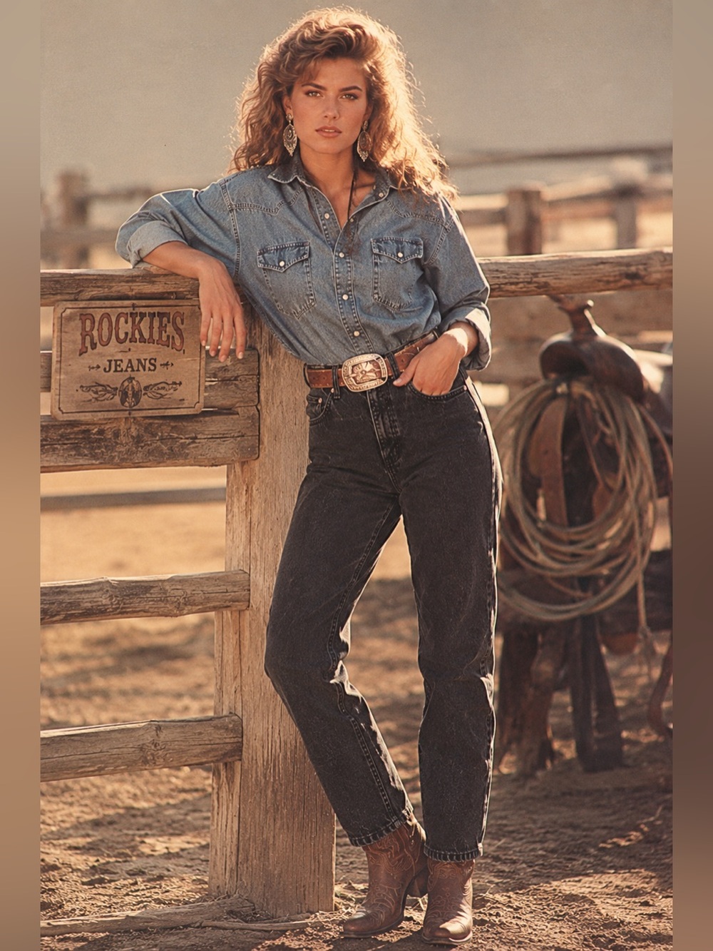 Vintage 80’s Rockies Womens 27” Western Cowgirl Classic Black Faded Cotton Jeans